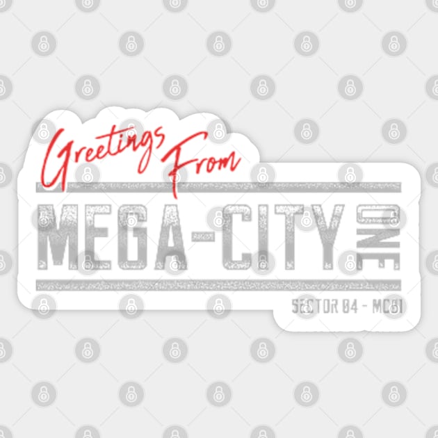 Greetings From Mega City One Sticker by deadright